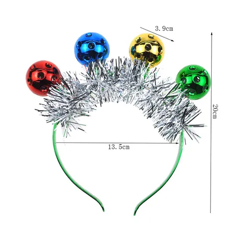 LED Light Up Christmas Disco Ball Headband With Tinsel Multicolor Party Favors Holiday Hair Accessory For Women Men Kids
