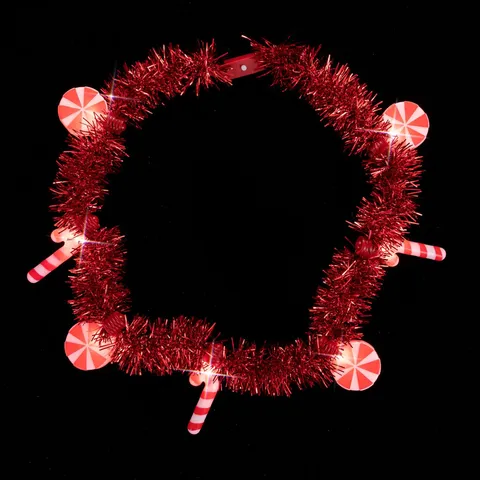 Weihnachten LED Blinkende Lametta Halskette Weihnachtsbaum Zuckerstange Kugel Leuchtende Party Spielzeug Halskette Feiertags Schmuck