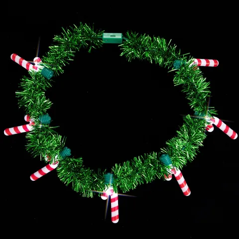 Navidad Collar de Bastón de Caramelo Iluminado LED Brillante Guirnalda de Oop Verde Accesorios de Fiesta