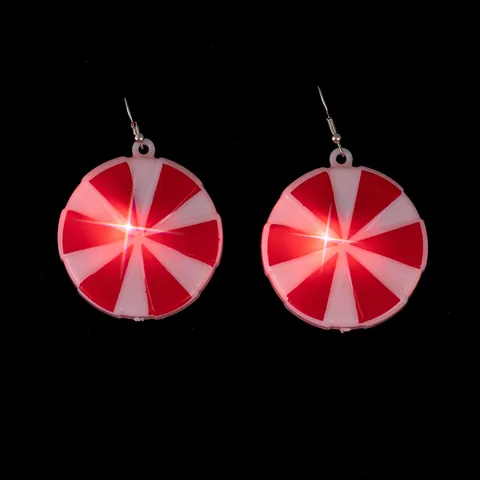 Festive Christmas Candy Dangle Earrings Glowing Peppermint Candy Earrings Party Fashion Jewelry For Women Men Gift