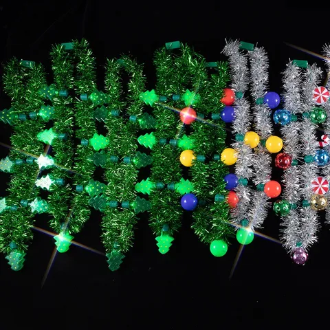 Weihnachten LED Blinkende Lametta Halskette Weihnachtsbaum Zuckerstange Kugel Leuchtende Party Spielzeug Halskette Feiertags Schmuck
