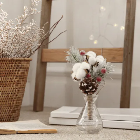 Decoration Arbre de Noel DIY Arrangement Floral Ornements Maison Boutique Vacances Fete Decor Accessoires Plante Artificielle