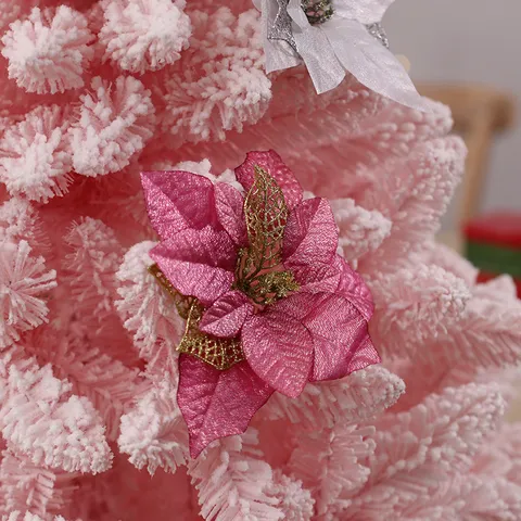 Glitzer Weihnachtsblumen Spieße Künstliche Blumenstiele Für Baumschmuck DIY Handwerk Winterurlaub Hochzeit Festliche Wohnkultur