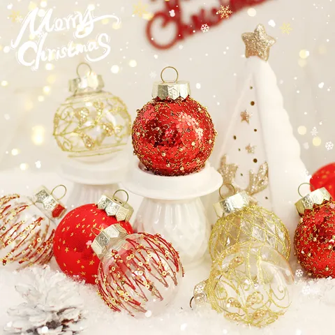 Weihnachtskugeln Dekorationen Luxus Glitter Galvanisierte Festliche Kugeln Hängende Ornamente Für Baum Party Haus Dekor