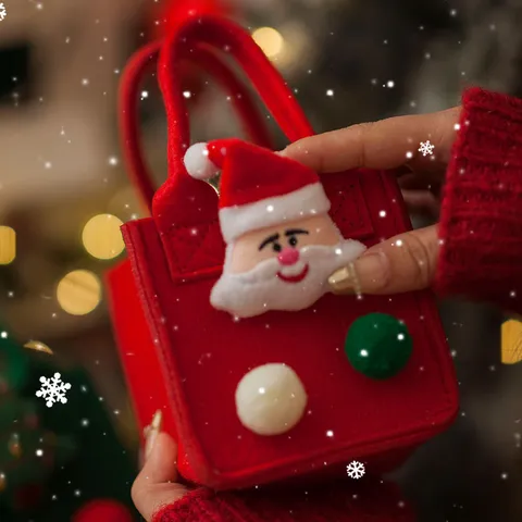 Christmas Apple Gift Bag Festive Felt Tote Candy Pouch Reindeer Leather Bucket Ribbon Decoration For Christmas Eve Party