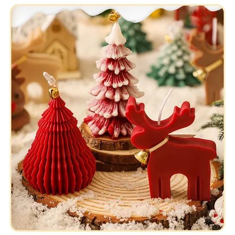 Handmade Christmas Scented Candles Tree Elk Shape Soy Wax Blend Aromatherapy Candles Tabletop Holiday Decor Gift