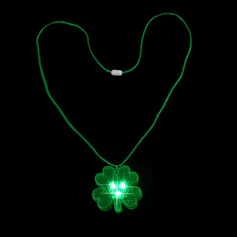 St. Patricks Day LED Leuchtende Kleeblatt Anhänger Halskette Grün Leuchtender Schmuck Für Festliche Party Und Feiertage Unisex