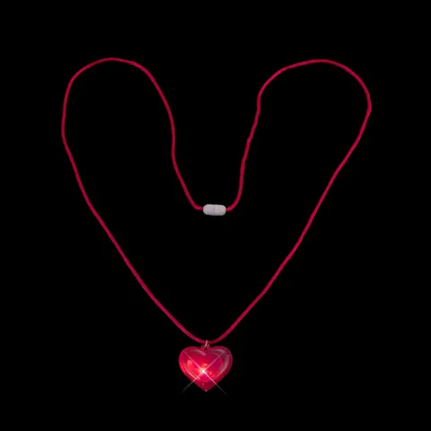 Valentine Day Heart Pendant LED Glowing Necklace Plastic Light Up Heart Pendant Bead Chain Necklace For Festival Party Unisex Jewelry Gift