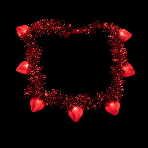 Leuchtende Herz Halskette Rote Lametta Girlande Valentinstag Glühen Halskette Kunststoff LED Party Konzert Deko Zubehör