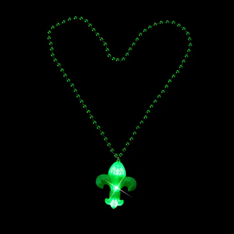 Mardi Gras Fleur De Lis LED Glowing Bead Necklace Plastic Resin Pendant Chain For Carnival Party Celebration Unisex Jewelry