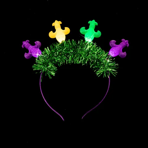 Mardi Gras LED Leuchtende Stirnband Lilie Pailletten Lametta Kopfschmuck Für Festliche Karneval Party Nachtmarkt Requisite Zubehör