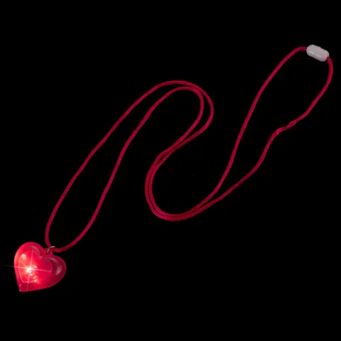 Valentine Day Heart Pendant LED Glowing Necklace Plastic Light Up Heart Pendant Bead Chain Necklace For Festival Party Unisex Jewelry Gift
