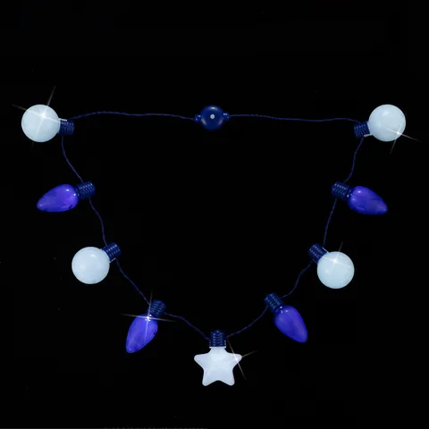 Hanukkah LED Glowing Necklace With 9 Light Bulbs Star Round Ball Pendants Festival Party Props Glowing Jewelry For Holiday Decoration