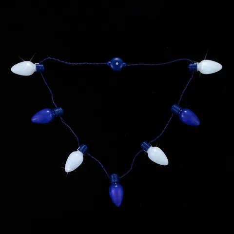 LED Hanukkah Light Up Necklace Multiple Bulbs Blue White Plastic Battery Powered Party Favors Festival Decoration Prop