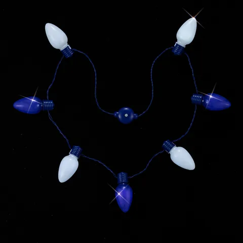 LED Hanukkah Light Up Necklace Multiple Bulbs Blue White Plastic Battery Powered Party Favors Festival Decoration Prop