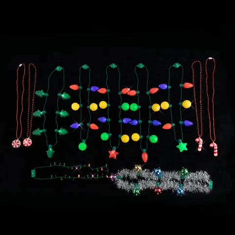 LED Weihnachts Glühbirne Halskette Leuchtende Party Requisiten Bunte Sternform Schmuck Für Feiertagsdekoration