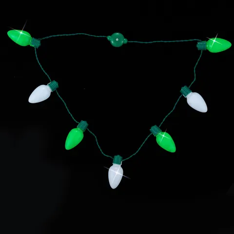 LED Leuchtende Glühbirne Halskette St Patrick's Day Kleeblatt Party Zubehör Grün Weiß Glow In The Dark Halskette Für Festival Rave Party
