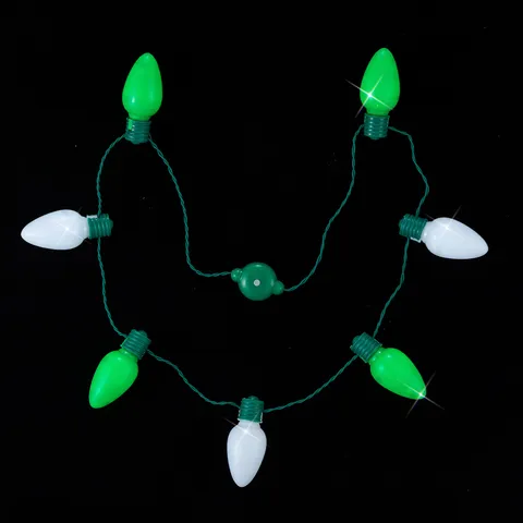 LED Leuchtende Glühbirne Halskette St Patrick's Day Kleeblatt Party Zubehör Grün Weiß Glow In The Dark Halskette Für Festival Rave Party