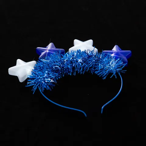 LED Light Bulb Five-Pointed Star Headband Glowing Tinsel Hair Hoop Festival Party Hair Accessories Glowing Headwear