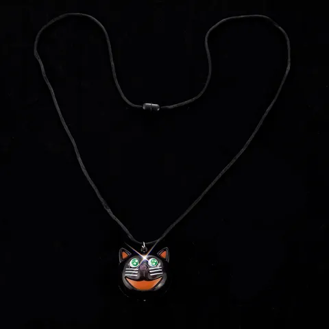 Halloween Katzenkopf Leuchtende Halskette Kunststoff Anhänger Halskette Led Party Requisiten Festlicher Schmuck Für Unisex Nacht Dekoration