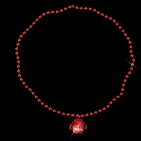 Collar con Colgante de Suéter de Navidad Luminoso Cadena de Cuentas Rojas LED Joyería para Decoración de Fiesta de Navidad Accesorios Unisex