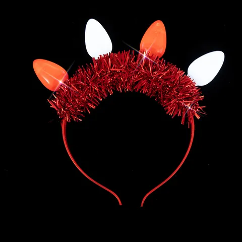 Weihnachten Leuchtendes Birne Stirnband Glühen Große C9 Lampen Lametta Haarreif Festival Party Kopfschmuck Unisex Zubehör