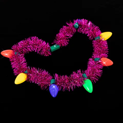 Natale Festone Luminoso Collana Esagerata Plastica Lampadina Led Catena Collo Festa Costume Vacanza Decorazione Accessori Per Unisex