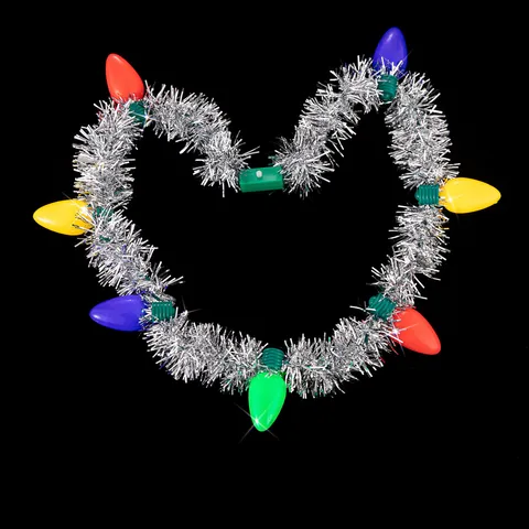 Weihnachten Leuchtende Glühbirne Halskette Silber Lametta Glühen Girlande Feiertag Party Atmosphäre Dekoration Kreative Festliche Zubehör