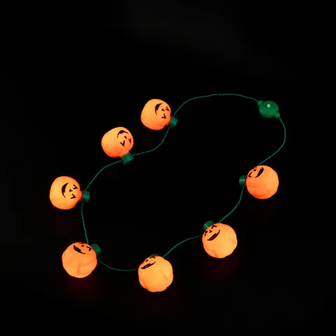 Collar de Calabaza Iluminado por LED de Halloween Collar con Colgante de Plástico Brillante Para Niños Adultos Cosplay Fiesta Decoraciones