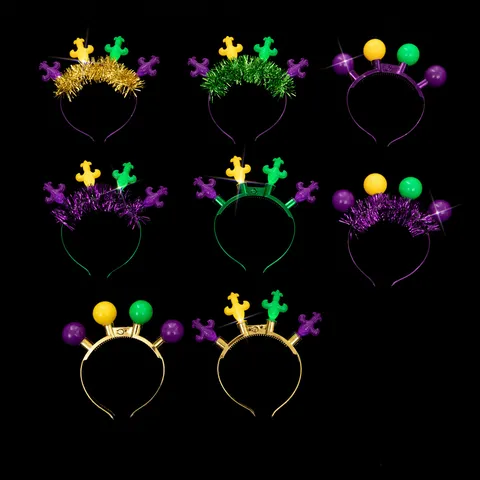 Mardi Gras LED Leuchtende Stirnband Lilie Pailletten Lametta Kopfschmuck Für Festliche Karneval Party Nachtmarkt Requisite Zubehör