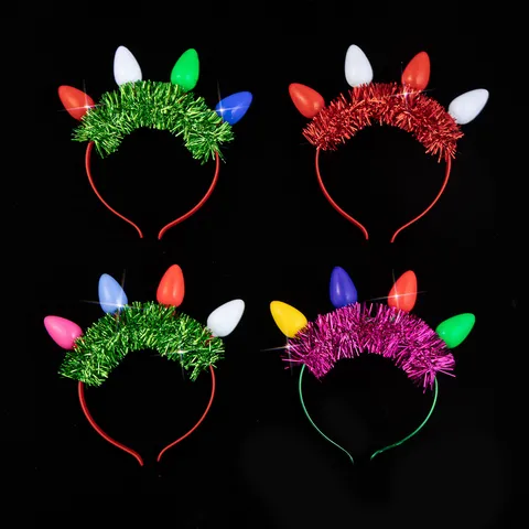 Weihnachten Leuchtendes Birne Stirnband Glühen Große C9 Lampen Lametta Haarreif Festival Party Kopfschmuck Unisex Zubehör