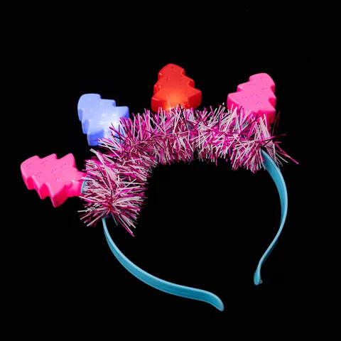 Christmas LED Light Up Hair Hoop Festive Party Tinsel Christmas Tree Headband Glowing Hair Accessories For Holiday Party