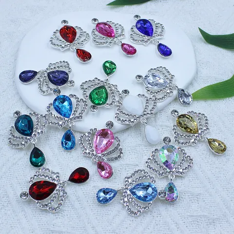 Colgantes de Strass Gota de Agua Corona de Aleación Accesorios Hechos a Mano DIY para Horquillas Broches Zapatos Ropa Joyería