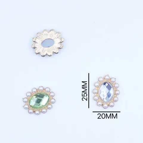Vintage Girasol Ovalado Aleación Strass Acrílico Diamante Hebilla Perla Base de Flor DIY Accesorio de Joyería Manualidades
