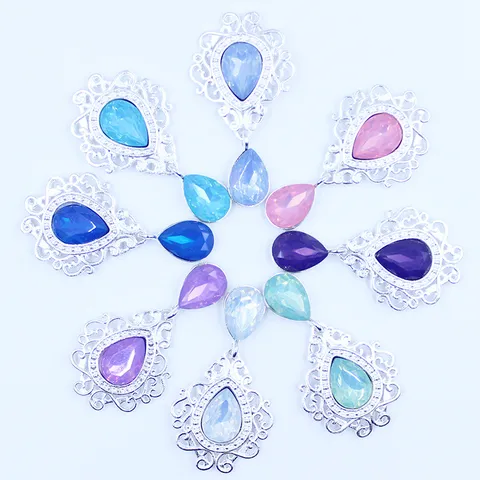 Silver Hollow Shield Pendant Alloy Rhinestone Drop Charm DIY Hair Accessories Fashion Jewelry Craft Gift