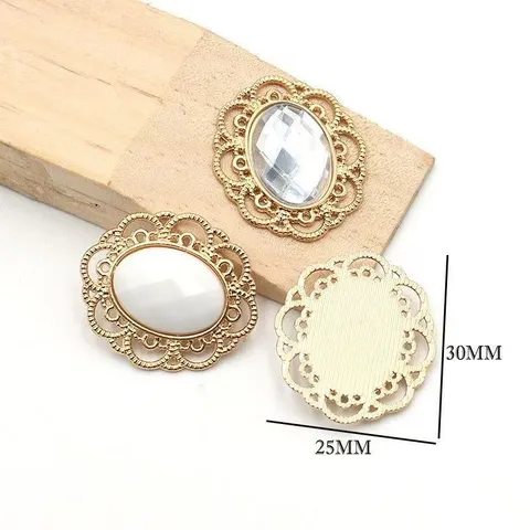 Base de Encaje de Metal Hueco Piedra Preciosa Acrílica DIY Accesorios para el Cabello Materiales Decorativos Artesanía de Joyería Componentes Semiacabados