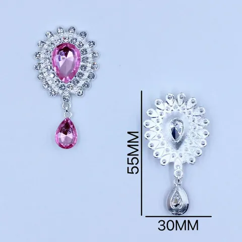 Colgante de Acrílico de Diamantes de Imitación de Aleación de Metal Plateado DIY Ropa Creativa Accesorios para el Cabello Botón Decorativo
