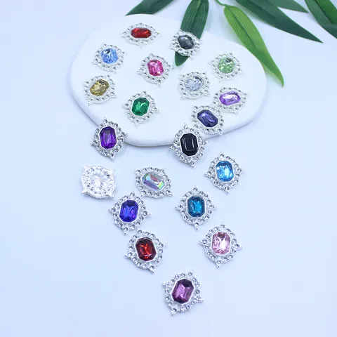 DIY Rhinestone Alloy Flower Buckle Crystal Acrylic Sparkling Decorative Buttons For Shoes Clothing Crafts Accessories
