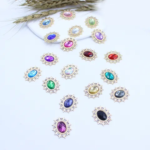 Accesorio de Joyería DIY de Diamantes de Imitación de Base de Flor de Aleación Hueca Ovalada Para Collar Adorno de Cabello Decoración de Caja de Regalo