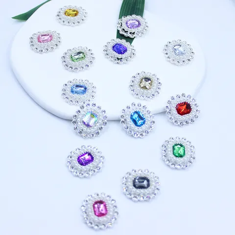 Aleación Strass Perla Artificial Flor Bandeja Hebilla DIY Ropa Accesorios Pelo Colgante Decorativo Encanto