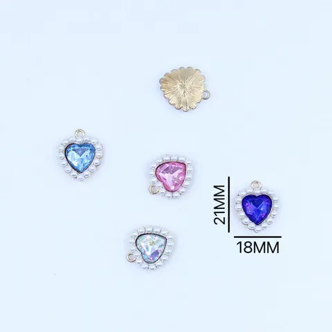 Colgante de Corazón de Aleación Perla Diamante de Imitación Abalorio Accesorios de Fabricación de Joyas DIY Bolso Llavero Material Colgante Manualidad