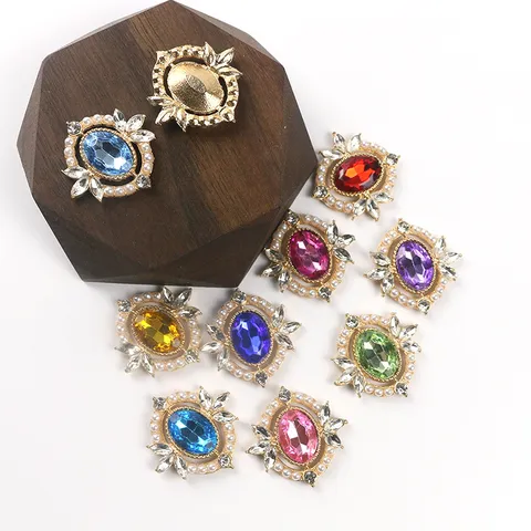 Dijes de Joyería DIY de Aleación Vidrio Strass Perla Artificial Base Dorada para Accesorios Artesanales de Mujer
