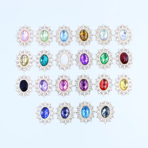 Accesorio de Joyería DIY de Diamantes de Imitación de Base de Flor de Aleación Hueca Ovalada Para Collar Adorno de Cabello Decoración de Caja de Regalo