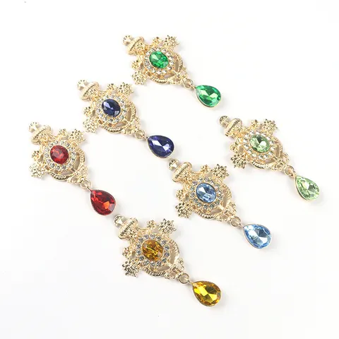 Colgante de Aleación de Zinc Estilo Corte Vintage Con Diamantes de Imitación Brillantes y Gota de Gema Colorida Accesorios de Joyería DIY