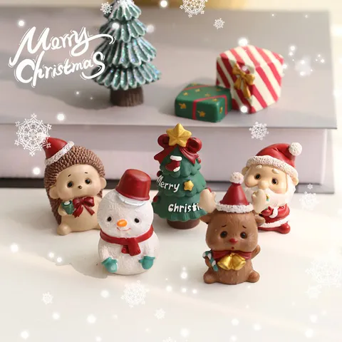 Weihnachten Harz Tischornamente Weihnachtsmann Schneemann Elch Miniatur Figur Heimdeko