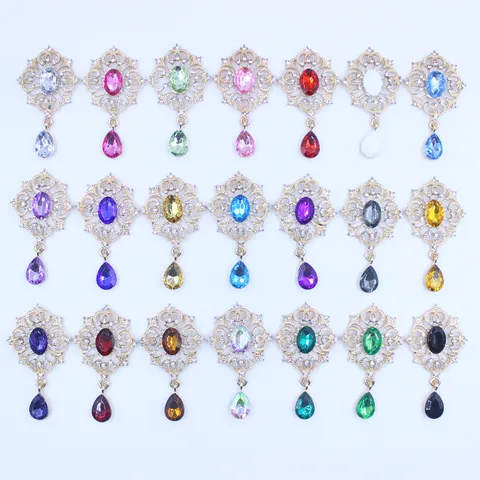 Legering Goud Basis Traan Strass Hanger Bloem Drukknop DIY Kleding Geschenkdoos Jurk Decoratieve Accessoires