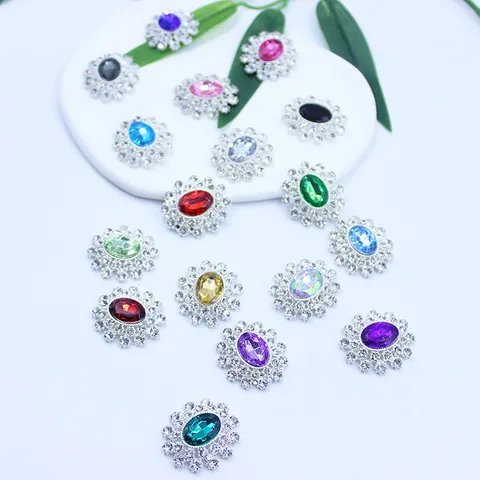 Amuletos Decorativos Accesorios de Artesanía de Equipaje de Ropa DIY de Adorno de Acrílico de Diamantes de Imitación de Aleación Ovalada