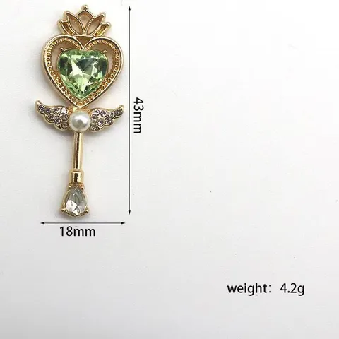 Colgante de Aleación de Cetro Mágico de Corazón DIY Collar Bolsa Material Bañado en Oro Strass Perla Artificial Abalorio de Joyería