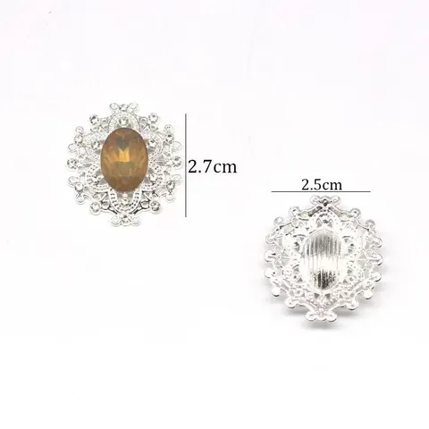 Ovale Legierung Strass Harz Kristall Blume Knopf DIY Handgemachte Schmuckherstellung Zubehör Handwerk Charms