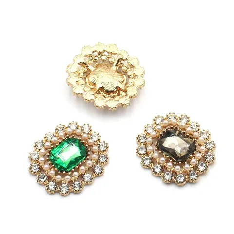 Aleación Cristal Flor Strass Botón DIY Accesorios de Joyería Geométrico Colgante de Perla Artificial Para Manualidades